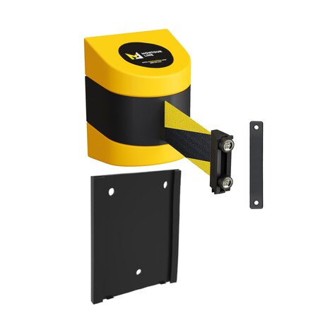 Retr. Belt Barrier Yellow Removable Wall Mount, 11ft. Blk/Ye Belt (M)